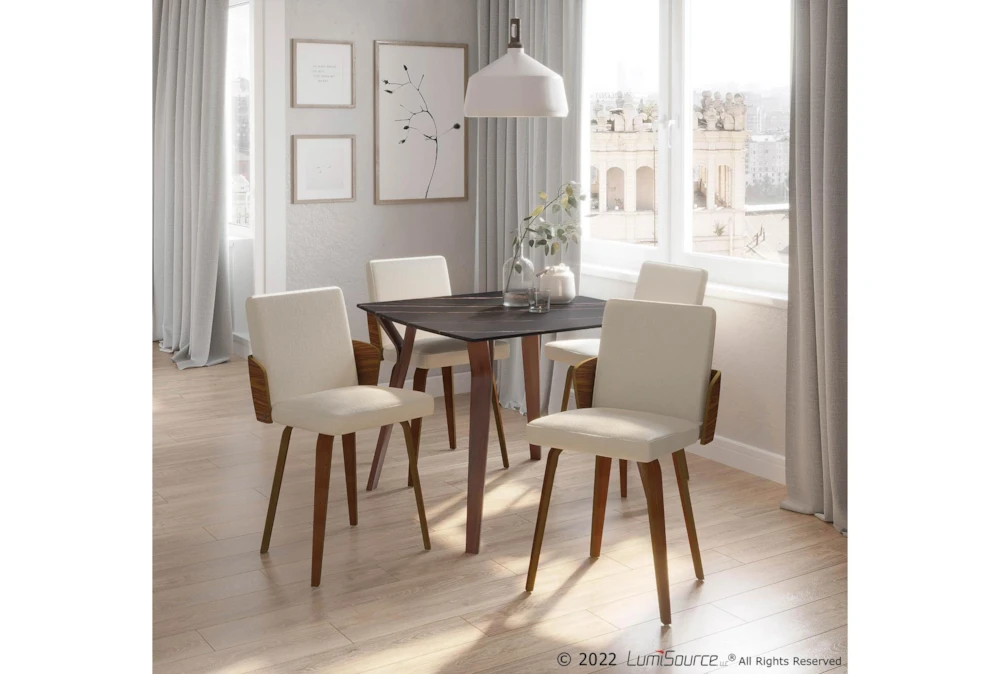 Vini Walnut And Black Wood Mid-Century Modern 39" Dining Table - Image 5