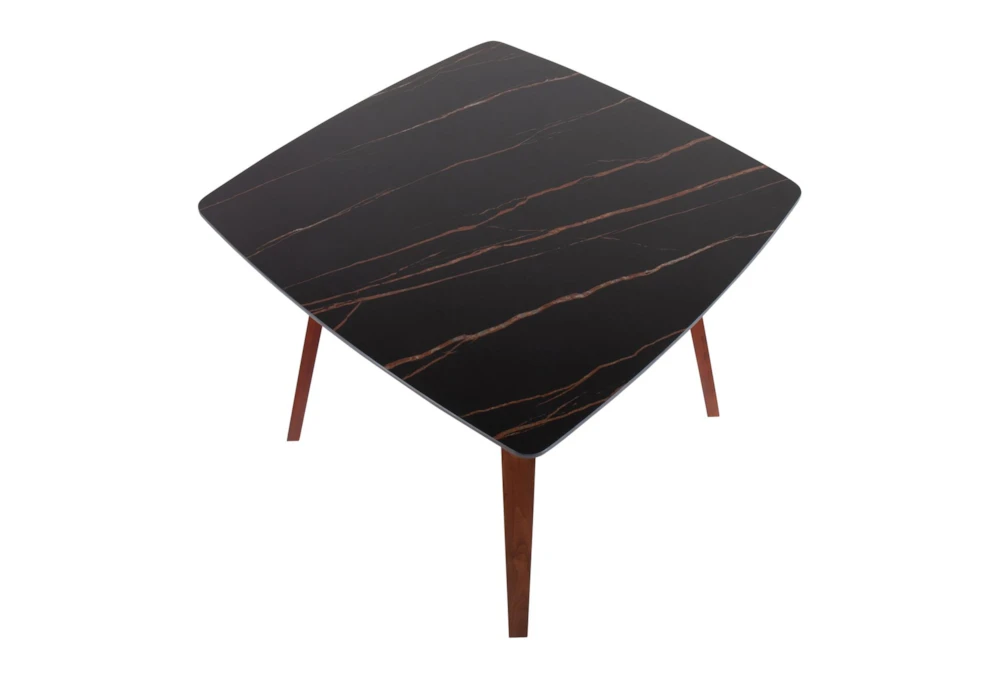Vini Walnut And Black Wood Mid-Century Modern 39" Dining Table - Image 3