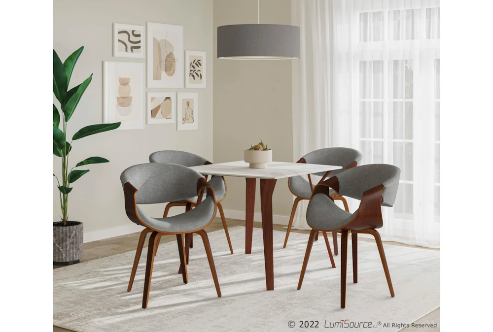 Vini Walnut And White Textured 39" Marble Dining Table - Image 5