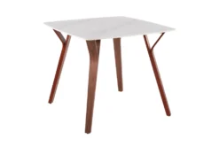 Vini Walnut And White Textured 39" Marble Dining Table