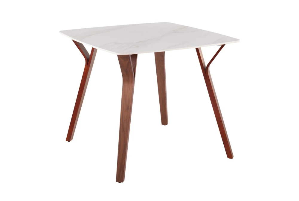 Vini Walnut And White Textured 39" Marble Dining Table