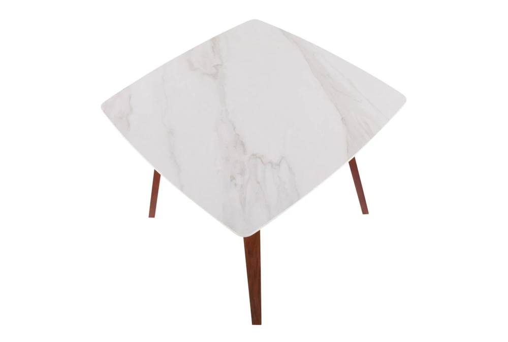 Vini Walnut And White Textured 39" Marble Dining Table - Image 3