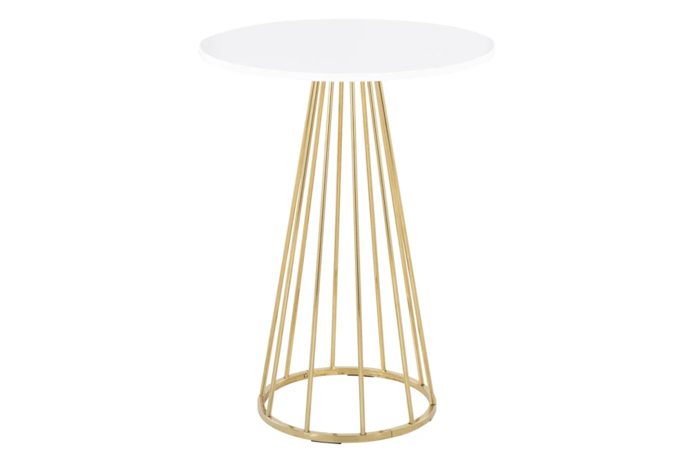 Emma Gold Steel Pedestal Base And White Wood 27" Counter Table