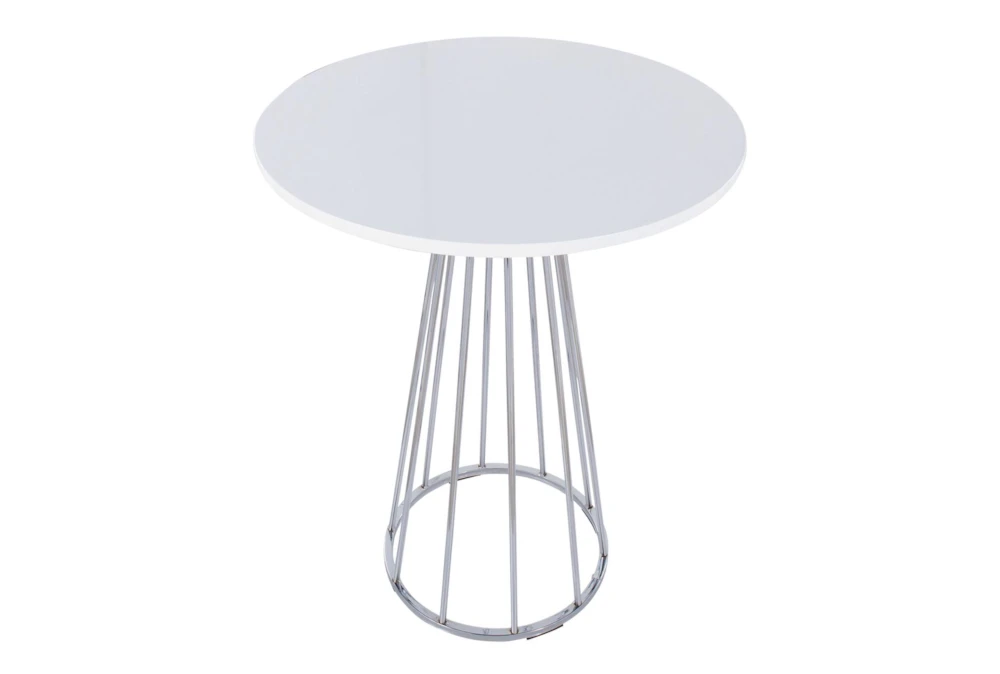 Emma Chrome Steel Pedestal Base And White Wood 27" Counter Table - Image 3
