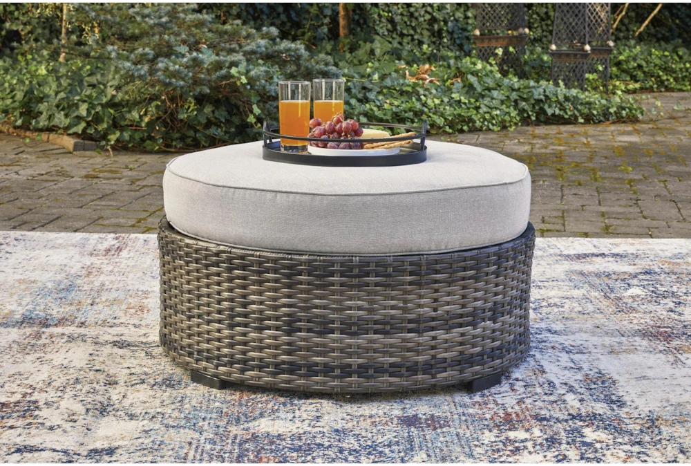 Pacific Brown Outdoor Round Ottoman - Image 3