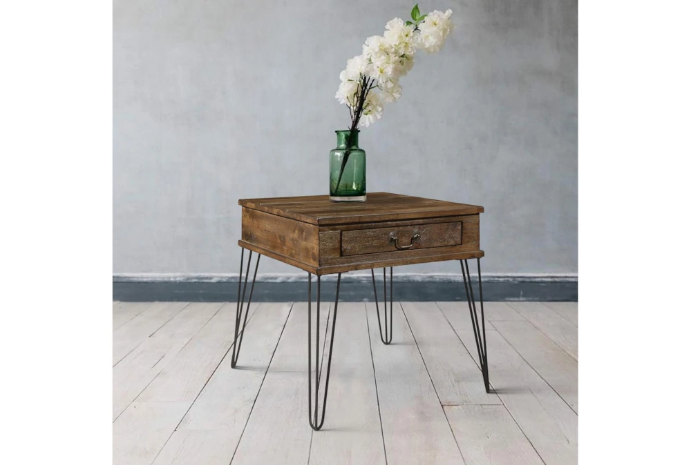 Pino End Table With Drawer And Hairpin Legs - Image 5