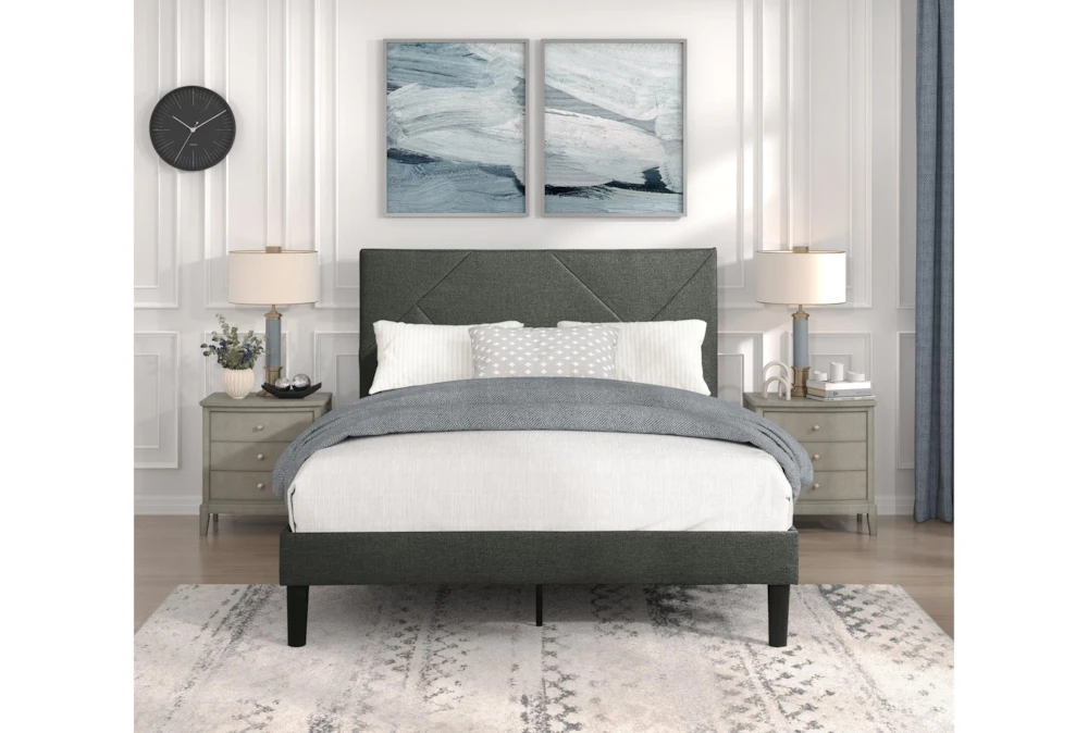 Miles Queen Upholstered Platform Bed - Image 7