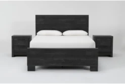 Derrie Black Queen 3 Piece Bedroom Set With 2 2 Drawer Nightstands