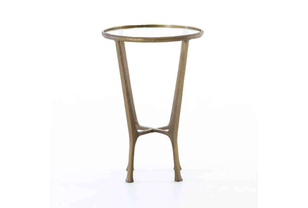 Brass Accent Table With Round Glass Top - Image 2