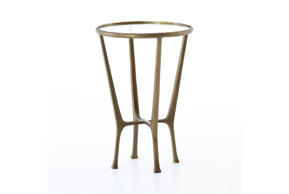 Brass Accent Table With Round Glass Top