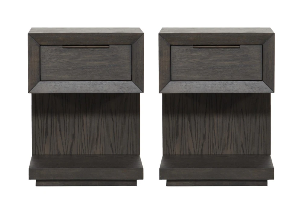 Pierce Espresso 1 Drawer Nightstand With USB & Power Outlets Set Of 2