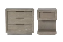 Pierce Natural 1 Drawer & 3 Drawer Nightstand With USB & Power Outlets Set Of 2
