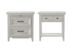 Presby White 2 Drawer & Open Nightstand With USB Set Of 2