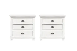 Sinclair Pebble 3 Drawer Nightstand With USB Set Of 2