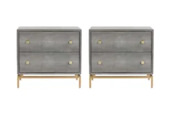 Ansel Shagreen 2 Drawer Nightstand Set Of 2