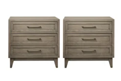 Sienna Grey 3 Drawer Nightstand With USB Set Of 2
