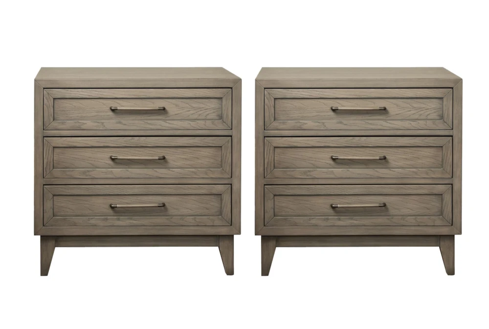 Sienna Grey 3 Drawer Nightstand With USB Set Of 2