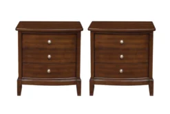 Kensley Cherry 3 Drawer Nightstand Set Of 2