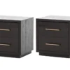 Yuki Burnished Black 2 Drawer Nightstand Set Of 2