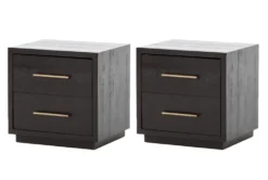 Yuki Burnished Black 2 Drawer Nightstand Set Of 2