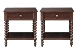 Spindle Brwn 1 Drawer Nightstand Set Of 2