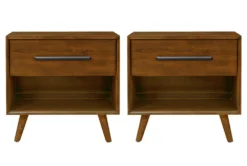 Evan Pecan 1 Drawer Nightstand Set Of 2
