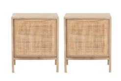 Aussie Natural Right Opening Cane Nightstand Set Of 2