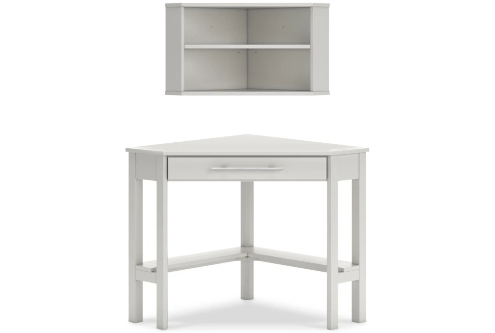 Highline White L-Shaped Desk And Wall Shelf - Image 2