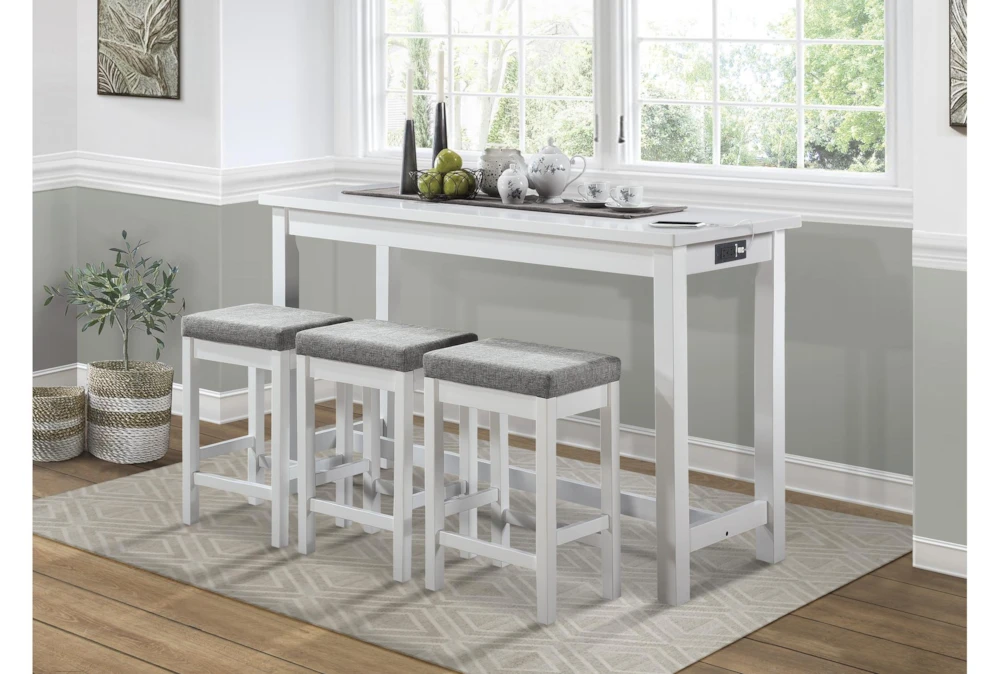 Stacy White 67" Counter Set For 3 - Image 11