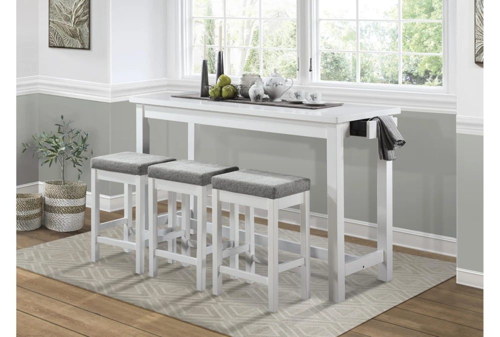 Stacy White 67" Counter Set For 3 - Image 12