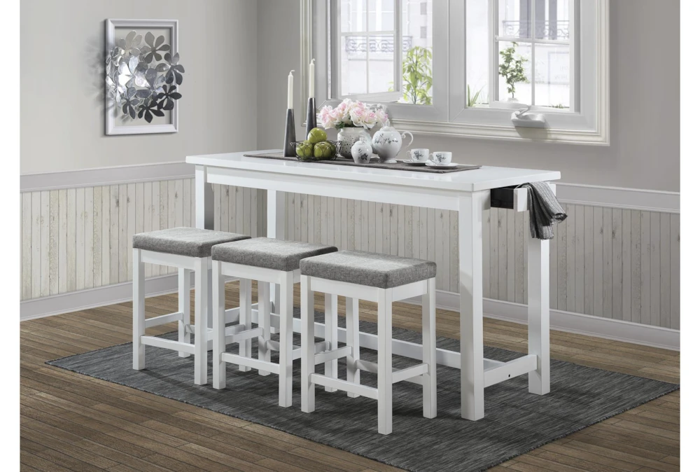 Stacy White 67" Counter Set For 3 - Image 13