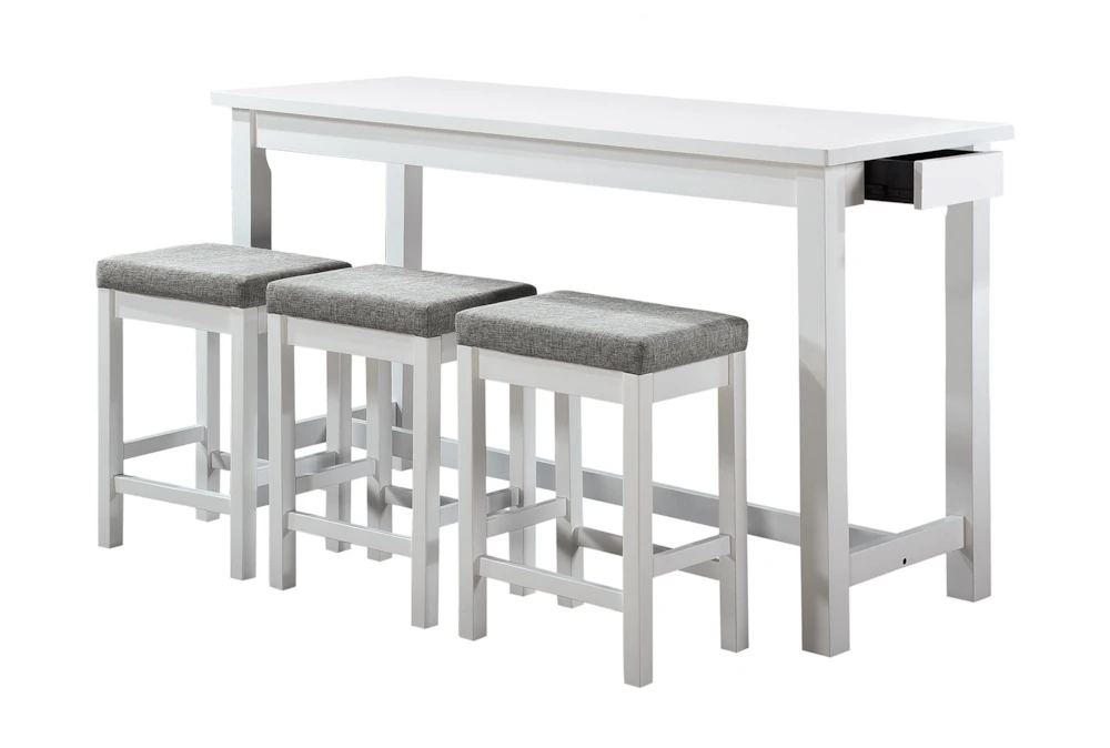 Stacy White 67" Counter Set For 3