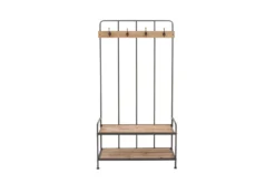 38X73 Light Brown Wood & Metal Coat Rack Hall Tree