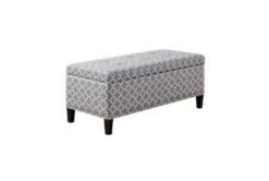 Maia 42" Grey + White Print Tufted Soft Close Storage Bench