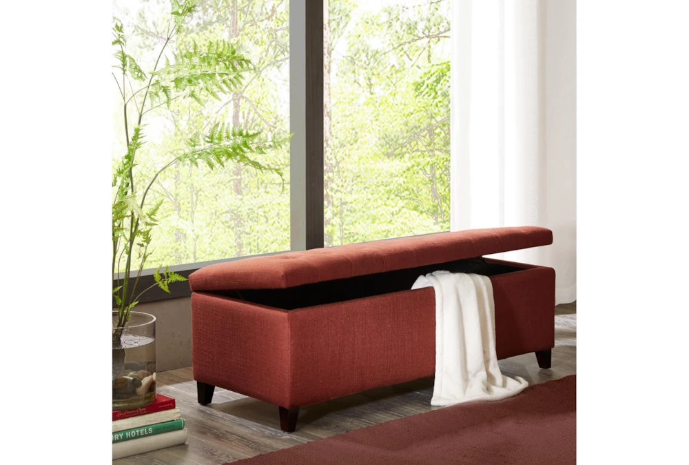 Maia 49" Red Tufted Soft Close Storage Bench - Image 5