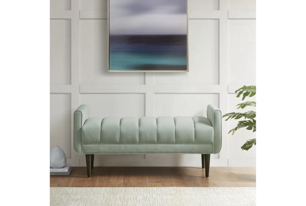 48" Seafoam Upholstered Modern Accent Bench - Image 9