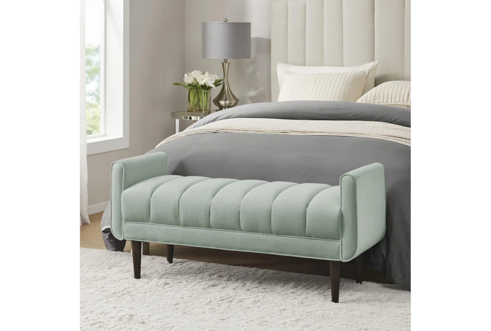 48" Seafoam Upholstered Modern Accent Bench - Image 10