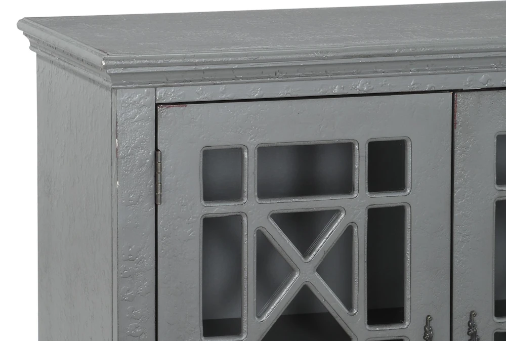 34" Antique Grey Wood Accent Cabinet With Glass + Wood Doors - Image 4