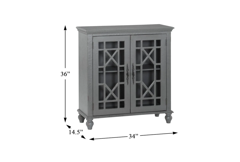 34" Antique Grey Wood Accent Cabinet With Glass + Wood Doors - Image 5