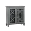 34" Antique Grey Wood Accent Cabinet With Glass + Wood Doors