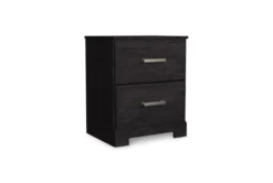 Bron Black 2 Drawer Nightstand