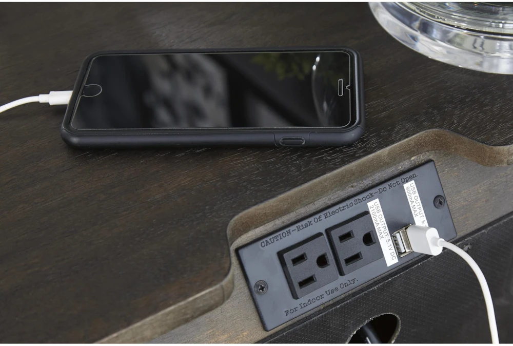 Heidi Dark Brown 2 Drawer Nightstand With Outlets & USB - Image 4