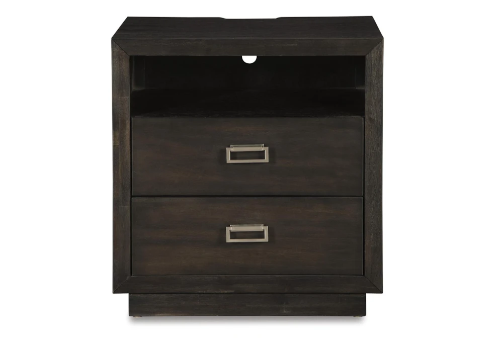 Heidi Dark Brown 2 Drawer Nightstand With Outlets & USB - Image 2