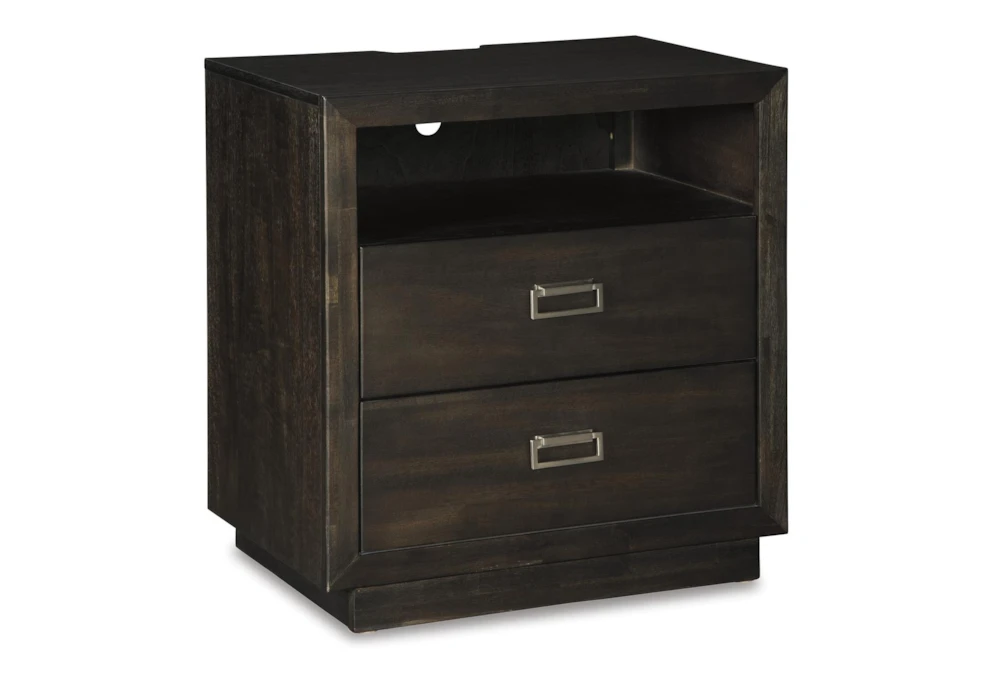Heidi Dark Brown 2 Drawer Nightstand With Outlets & USB