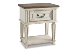 Reign Two-Tone White/Brown 1 Drawer Nightstand