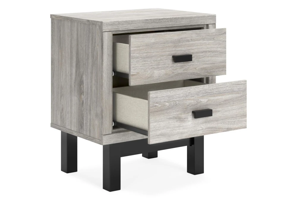 Vera Two-Tone Natural/Black 2 Drawer Nightstand With Wireless Charging & USB - Image 7
