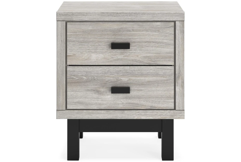 Vera Two-Tone Natural/Black 2 Drawer Nightstand With Wireless Charging & USB - Image 2