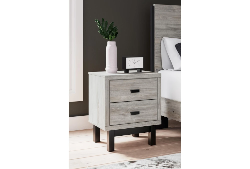 Vera Two-Tone Natural/Black 2 Drawer Nightstand With Wireless Charging & USB - Image 9