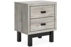 Vera Two-Tone Natural/Black 2 Drawer Nightstand With Wireless Charging & USB