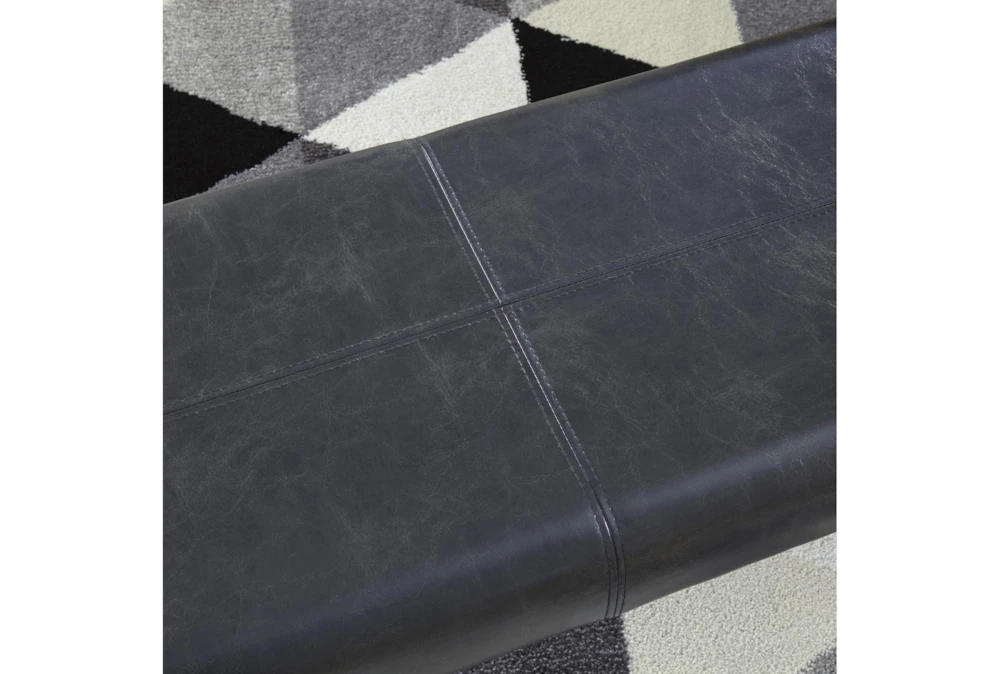 50" Black Distrressed Faux Leather Accent Bench - Image 3